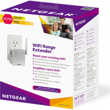 Розширювач WiFi-покриття NETGEAR EX3700 AC750, 1xFE LAN, 2x зовнішн. ант.-10-зображення