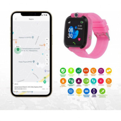 Смарт-часы Amigo GO007 FLEXI GPS Pink-14-изображение
